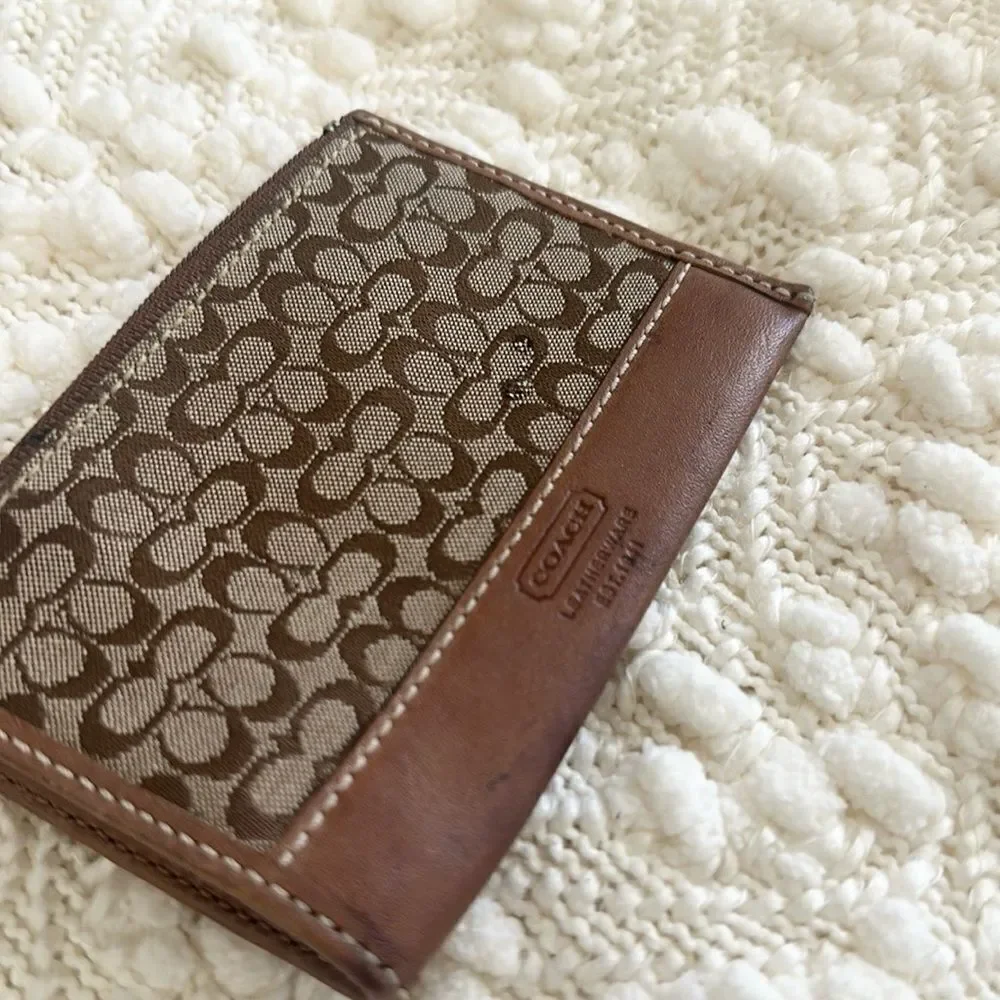 Coach Coin Purse Signature C’s Canvas & Leather Wallet